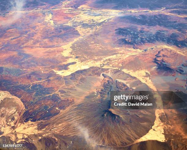 arial image of an arid karoo landscape. - arial desert stock-fotos und bilder