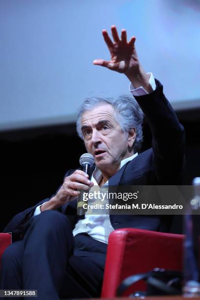 Bernard-Henri Lévy attends the press conference of the movie "The Will To See" during the 16th Rome Film Fest 2021 on October 21, 2021 in Rome, Italy.