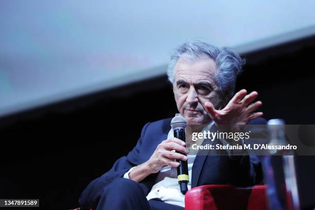 Bernard-Henri Lévy attends the press conference of the movie "The Will To See" during the 16th Rome Film Fest 2021 on October 21, 2021 in Rome, Italy.