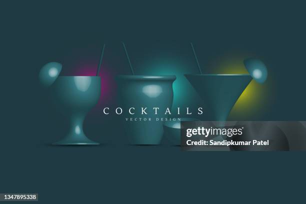 stockillustraties, clipart, cartoons en iconen met cocktail background. cold drinking restaurant beverages set. - new cherry