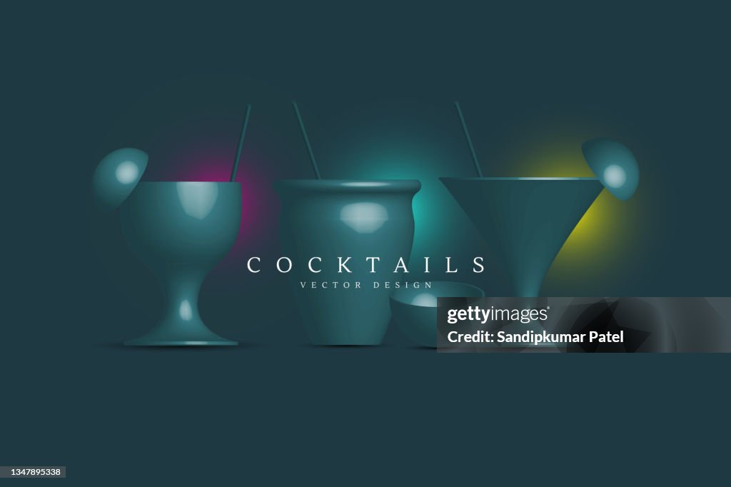 Cocktail background. cold drinking restaurant beverages set.