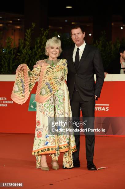 Italian singer and record producer Caterina Caselli with her son Filippo Sugar at Rome Film Fest 2021. Caterina Caselli - Una vita, cento vite Red...