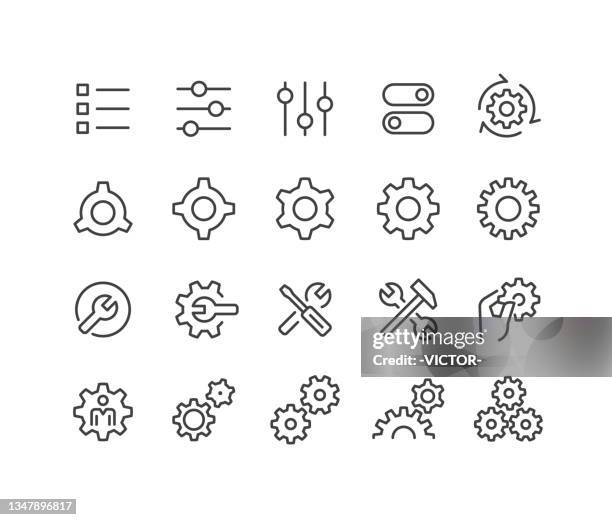 settings icons - classic line series - gears 幅插畫檔、美工圖案、卡通及圖標