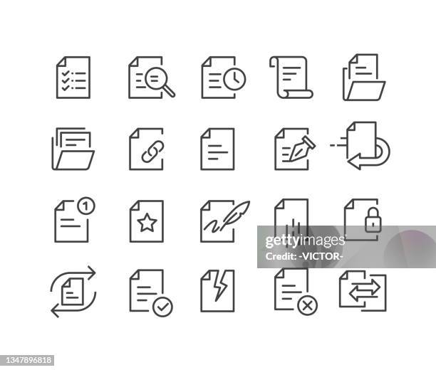 ilustraciones, imágenes clip art, dibujos animados e iconos de stock de iconos de documento - classic line series - dokument