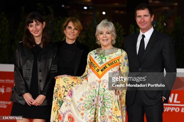 Italian singer and record producer Caterina Caselli with her son Filippo Sugar, daughter-in-law Maria Novella and niece Greta at Rome Film Fest 2021....