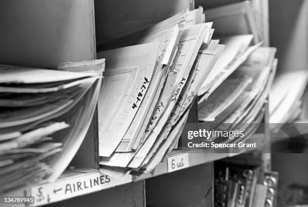 Stereotype mats in Boston Globe composing room, Dorchester, Boston, Massachusetts, 1972.