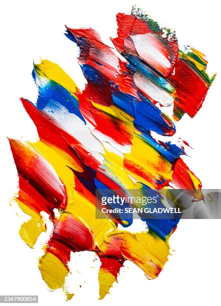 colourful oil paint brush strokes - red brush stroke stock pictures, royalty-free photos & images