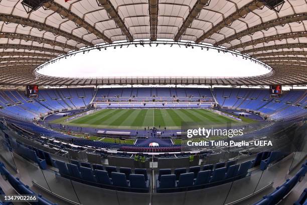 General view inside the stadium prior to the UEFA Europa League group E match between SS Lazio and Olympique Marseille at Olimpico Stadium on October...