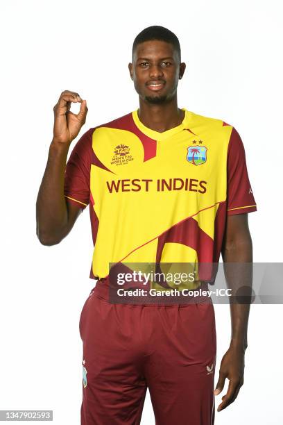 Jason Holder of West Indies poses for a headshot prior to the ICC Men's T20 World Cup on October 19, 2021 in Abu Dhabi, United Arab Emirates.