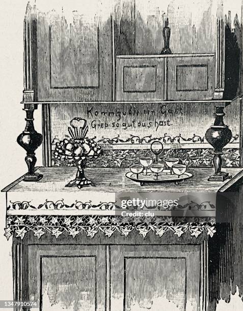 buffet covers - buffet table stock illustrations