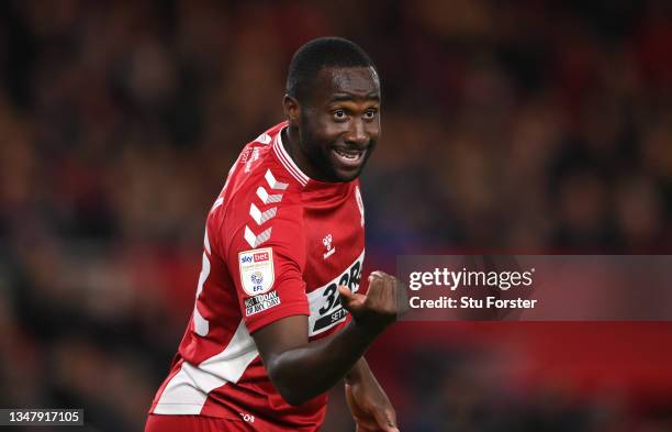 Sol Bamba of Boro marshalls his defence during the Sky Bet Championship match between Middlesbrough and Barnsley at Riverside Stadium on October 20,...