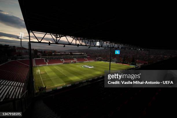 General view inside the stadium prior to the UEFA Europa Conference League group D match between CFR Cluj and AZ Alkmaar at Constantin Radulescu...