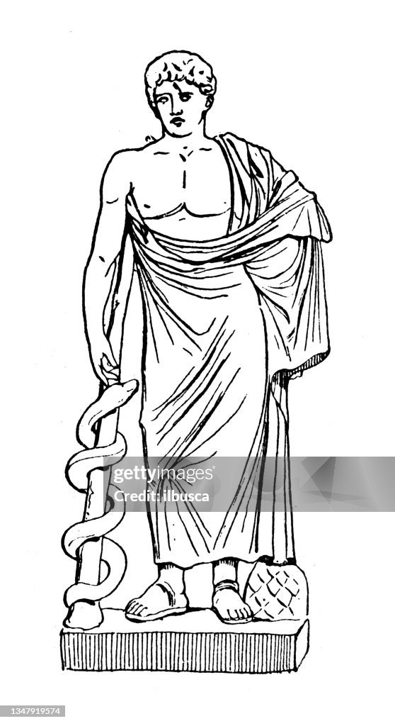 Antique illustration: Asclepius