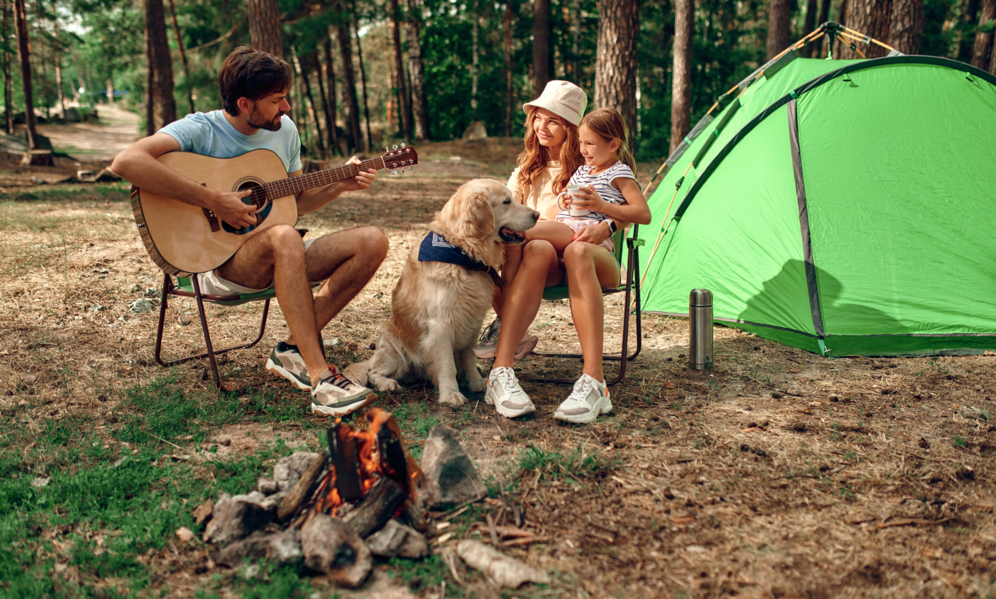 happy pet camping