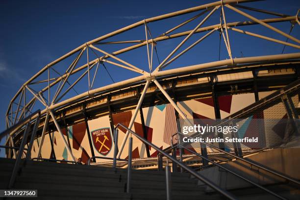 General view outside the stadium prior to the UEFA Europa League group H match between West Ham United and KRC Genk at Olympic Stadium on October 21,...