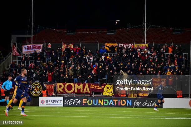 Roma fans during the UEFA Europa Conference League group C match between FK Bodo/Glimt and AS Roma at Aspmyra Stadion on October 21, 2021 in Bodo,...