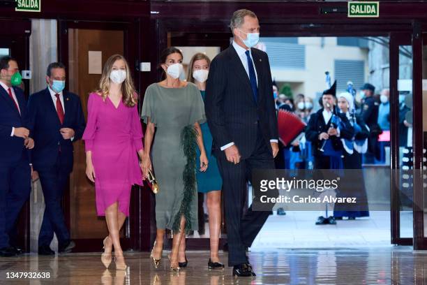 King Felipe VI of Spain, Queen Letizia of Spain, Crown Princess Leonor of Spain and Princess Sofia of Spain attend the 29th Princess of Asturias...