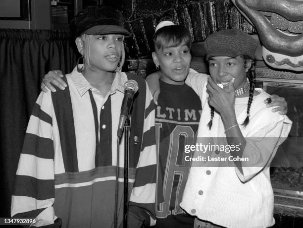 American singer, songwriter, actress, author, and executive producer Tionne "T-Boz" Watkins, American rapper and singer Lisa "Left Eye" Lopes and...