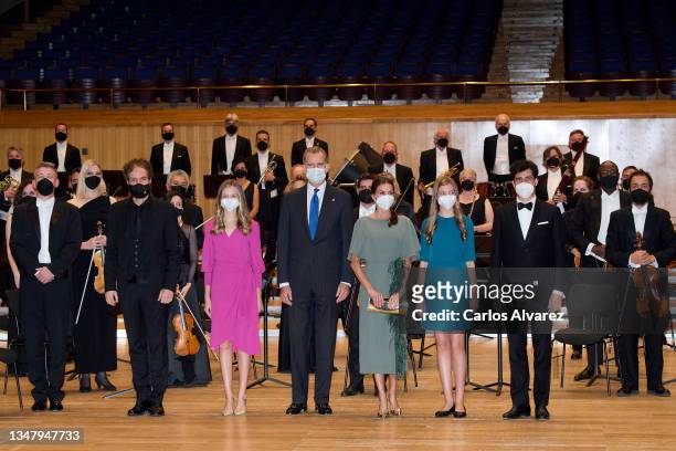 King Felipe VI of Spain, Queen Letizia of Spain, Crown Princess Leonor of Spain and Princess Sofia of Spain attend the 29th Princess of Asturias...