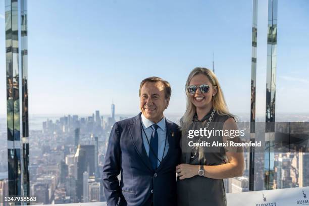 Daniel Boulud and his wife, Katherine Gage, attend the opening ceremony and ribbon cutting for Summit One Vanderbilt on October 21, 2021 in New York...