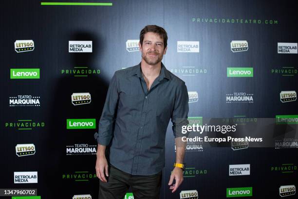 The actor Manu Vaqueiro poses at the photocall of Privacy, at the Teatro Marquina in Madrid, on 21 October, 2021 in Madrid, Spain. The play is...