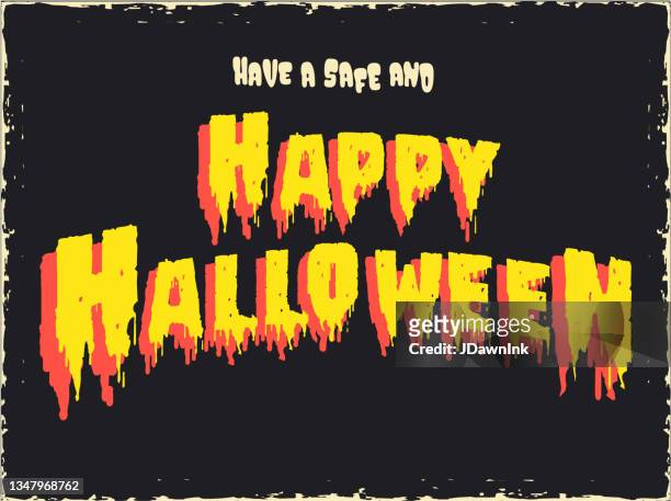 retro have a safe and happy halloween greeting - safety month stock illustrations