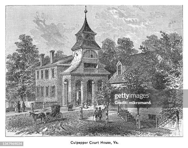 old engraved illustration of culpeper court house, virginia - eighteenth imagens e fotografias de stock