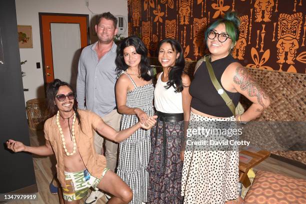 Jevpic, Michael Flannery, Erika Flannery, Adrienne Wiley and Angie Chua attend Ribbon Cutting Ceremony At The Tiki Hotel And Art Hotel Hosted By...