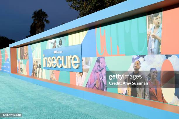 View of the carpet is seen during HBO's final season premiere of "Insecure" at Kenneth Hahn Park on October 21, 2021 in Los Angeles, California.