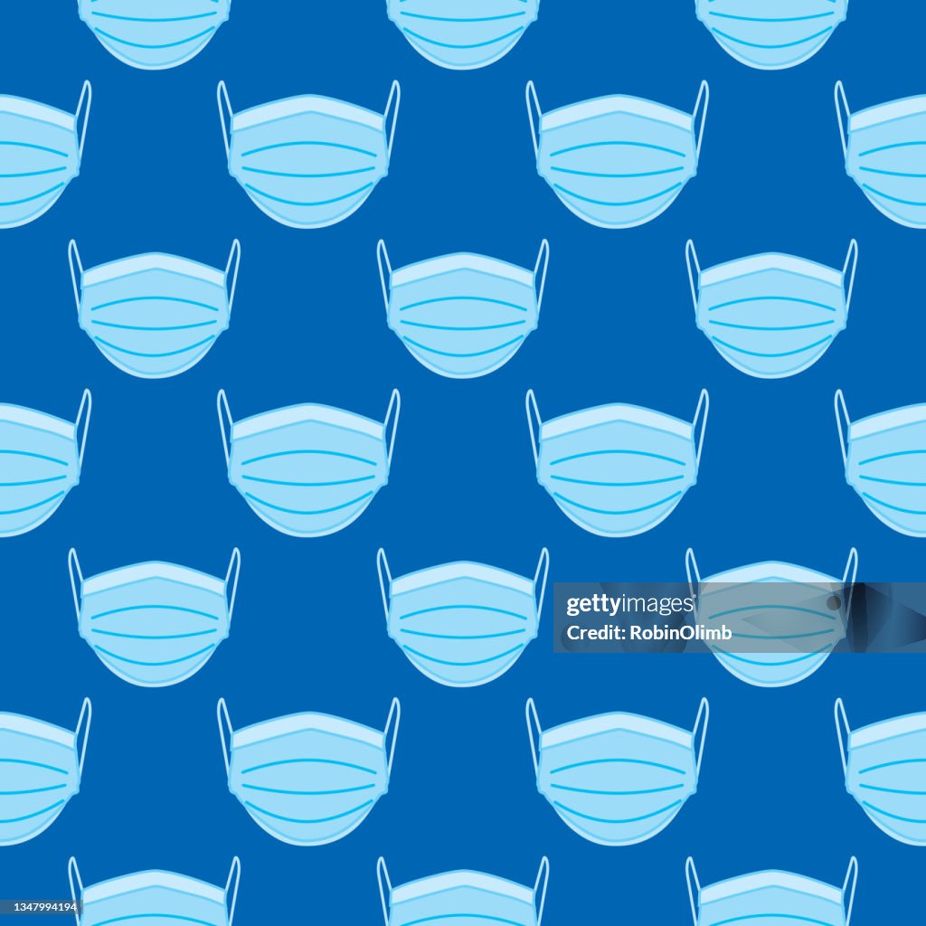 Mask Pattern Background Blue Face Mask Blue Background Seamless Pattern High-Res Vector Graphic ...