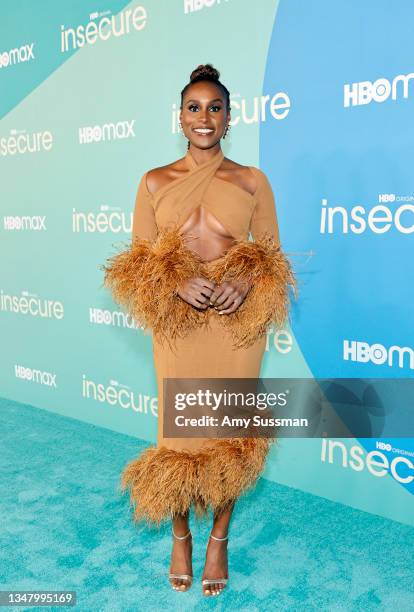 Issa Rae attends HBO's final season premiere of "Insecure" at Kenneth Hahn Park on October 21, 2021 in Los Angeles, California.