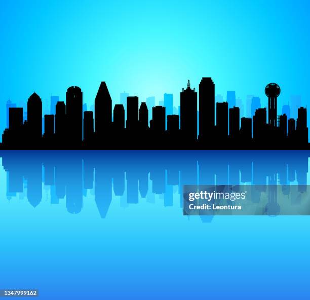 dallas skyline (all buildings are moveable and complete) - dallas skyline night stock illustrations