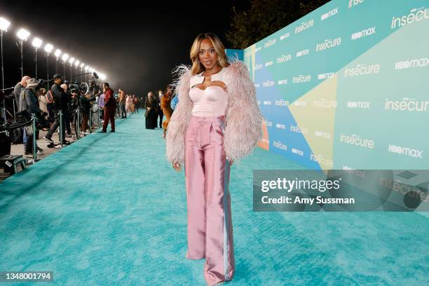 Yvonne Orji attends HBO's final season premiere of "Insecure" at Kenneth Hahn Park on October 21, 2021 in Los Angeles, California.