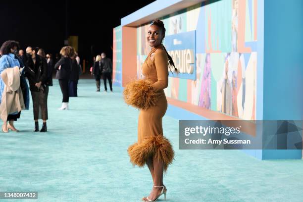 Issa Rae attends HBO's final season premiere of "Insecure" at Kenneth Hahn Park on October 21, 2021 in Los Angeles, California.
