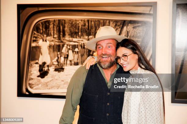 Biran Bowen Smith and Demi Moore attend Casa Del Sol Tequila Presents Drivebys By Brian Bowen Smith on October 21, 2021 in Los Angeles, California.
