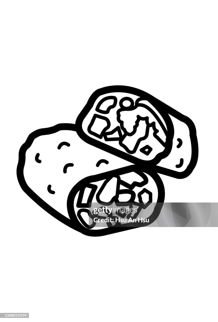 Burritos icon vector illustration in monochrome color.