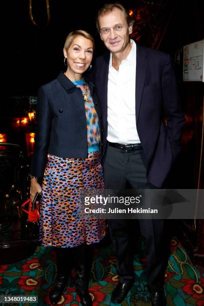 Mathilde Favier and Nicolas Altmayer attend the Thaddaeus Ropac's Dinner at Maxim's on October 21, 2021 in Paris, France.