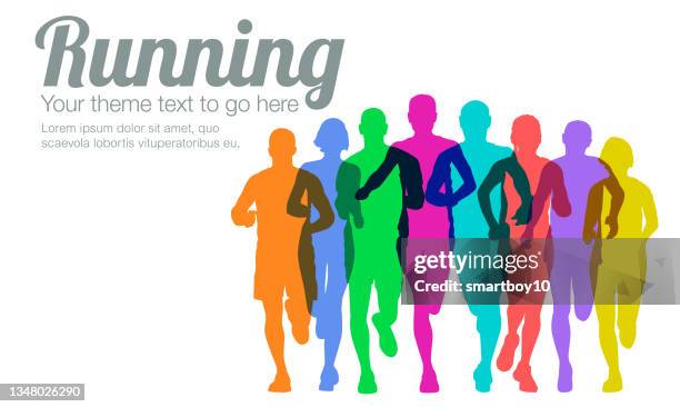 stockillustraties, clipart, cartoons en iconen met poster for running event - sportsman stock illustrations