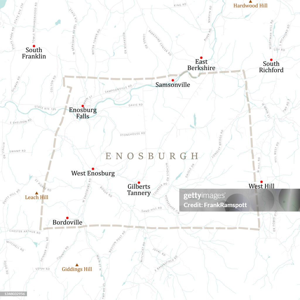 VT Franklin Enosburgh Vector Road Map