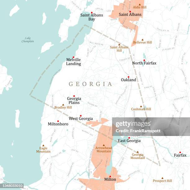 vt franklin georgia vector road map - lake champlain stock illustrations