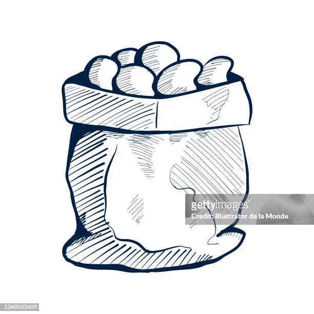 potato sack vector illustration in sketch style - pencil drawing stock illustrations