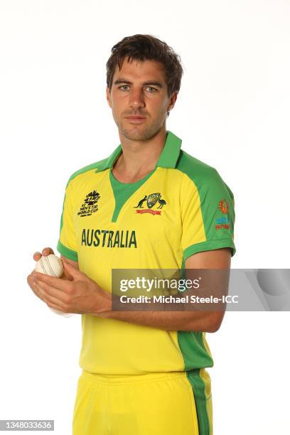 Pat Cummins of Australia poses for a headshot prior to the ICC Men's T20 World Cup at on October 21, 2021 in Abu Dhabi, United Arab Emirates.