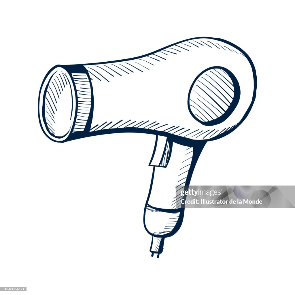 Hair Dryer Vector Illustration in Sketch Style