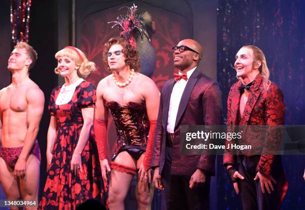 Ben Westhead, Hayley Flaherty, Stephen Webb, Ore Oduba and Kristian Lavercombe during the "Rocky Horror Show" at The Peacock Theatre on October 21,...