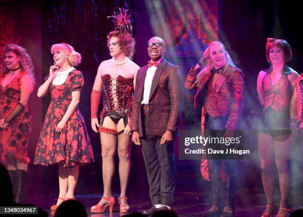 Lauren Ingram, Hayley Flaherty, Stephen Webb, Ore Oduba, Kristian Lavercombe and Suzie McAdam during the "Rocky Horror Show" at The Peacock Theatre...