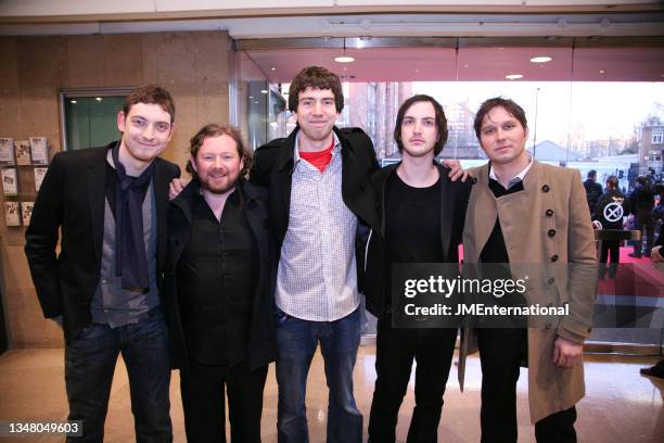 Snow Patrol attend the red carpet at the BRIT Awards 2007, Earls Court 1, London, 14th February 2007. L-R Johnny McDaid, Jonny Quinn, Gary Lightbody,...