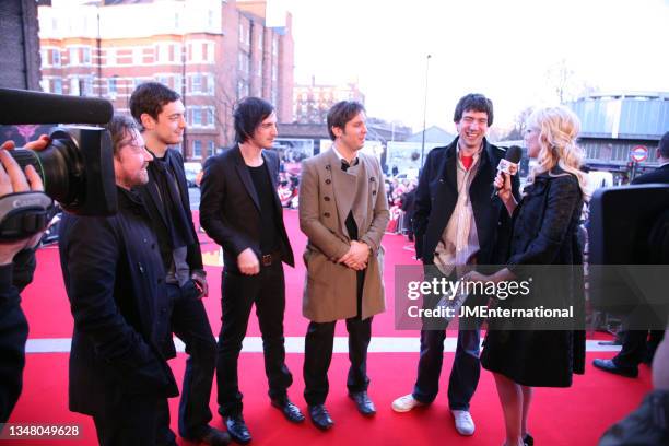 Snow Patrol interviewed by Lauren Laverne on the red carpet at the BRIT Awards 2007, Earls Court 1, London, 14th February 2007. L-R Nathan Connolly,...