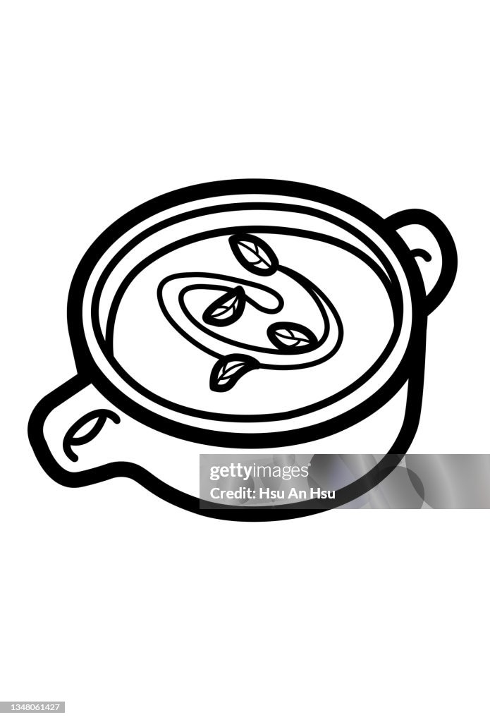 Soup icon vector illustration in monochrome color.