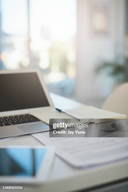 182 Empty Desk With Laptop Stock Photos, High-Res Pictures, and Images ...