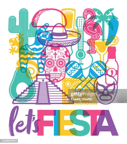 ilustraciones, imágenes clip art, dibujos animados e iconos de stock de íconos de la cultura mexicana cinco de mayo hispanic mexico fiesta antecedentes - música latinoamericana